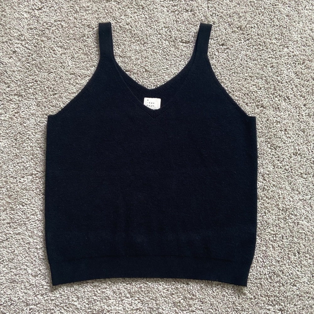 A New Day • Black V Neck Pullover Sweater Tank